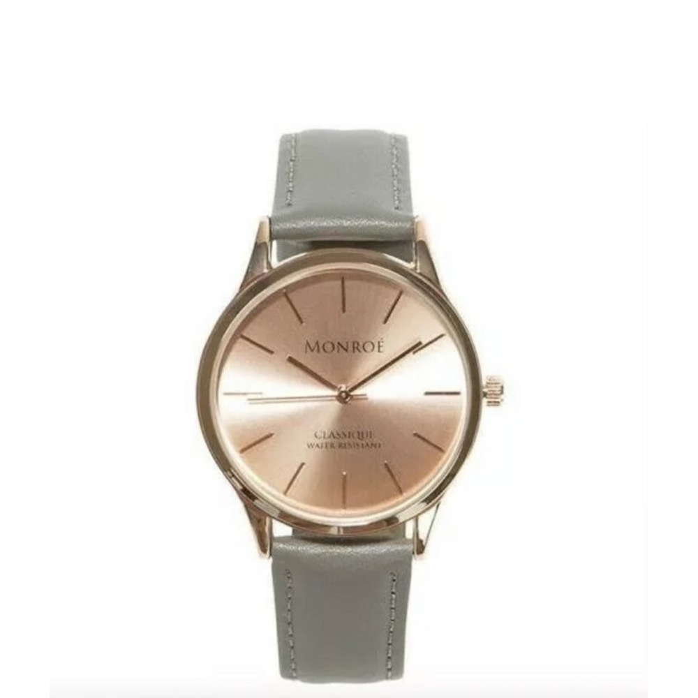 NEW Maestro Monroe Classique Womens Watch in Sunburst Solerose Grey Leather Rose